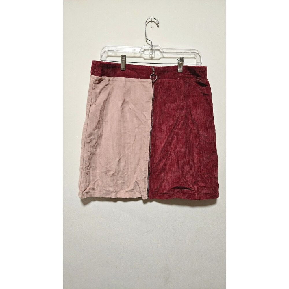 NWT Skies Are Blue Corduroy Colorblock O-Ring Zip Mini Skirt L